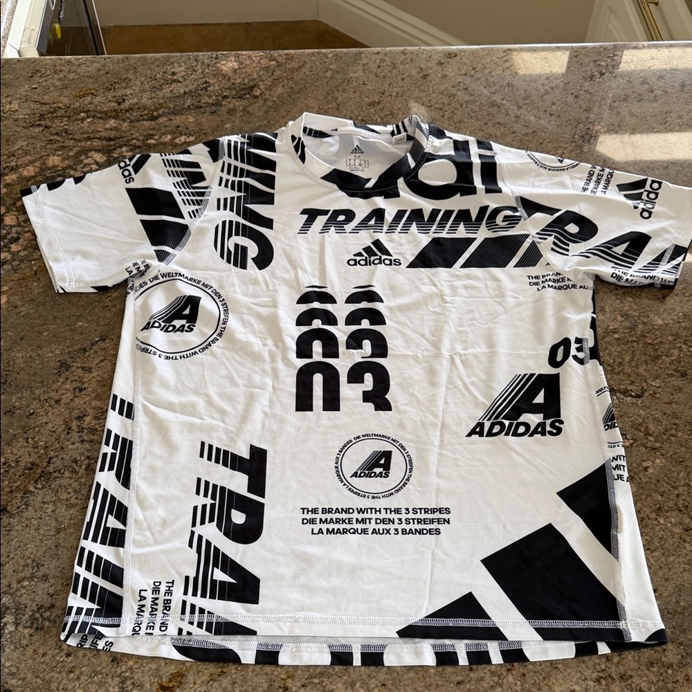 Adidas Men's Black and White Training Tee